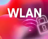 WLAN-Sicherheit einstellen: Ein stilisiertes Schloss-Symbol mit WLAN-Wellen deutet auf sichere Verbindungen hin.