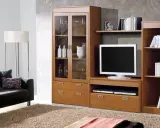 Salón con muebles color cerezo. Ideas para pintar paredes y crear un ambiente acogedor.