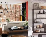Un salon bibliothèque cosy avec des étagères en bois remplies de livres et d'objets décoratifs. Un canapé confortable invite à la détente.