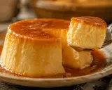 Delicioso flan de huevo casero con caramelo líquido, listo para disfrutar. Una receta fácil y tentadora.