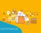 Grafika ilustruje procesy e-commerce, od lokalizacji po płatność, z naciskiem na up selling i budowanie relacji z klientem.