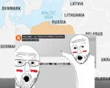 Dwaj Polacy z flagami na twarzach reagują na "Lil Yachty Poland". Mapa Europy w tle.