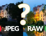 Porównanie jakości obrazu: po lewej ciemniejszy, mniej szczegółowy JPEG, po prawej jaśniejszy, bogatszy w detale RAW.