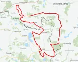 Mapa z zaznaczonymi trasami rowerowymi Śląsk, prowadzącymi przez Łaziska, Karvinę i Jastrzębie-Zdrój.