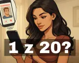 Kobieta przegląda profile na Tinderze. Czy tylko 1 z 20 dopasowań zakończy się sukcesem?