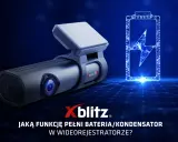 Wideorejestrator Xblitz V4 obok symbolu baterii. Dowiedz się, jaką funkcję pełni wymiana baterii w wideorejestratorze.