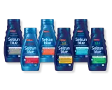 Gamme Selsun Blue avec disulfure de sélénium pour différents besoins capillaires : hydratation, apaisement, nutrition, force extra, et réparation.