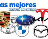 Logos de Porsche, Toyota, BMW, Subaru, Kia, Tesla y Mazda, representando la mejor marca de coches.