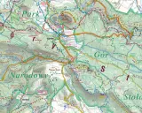 Mapa turystyczna Gór Stołowych z zaznaczonymi szlakami, punktami widokowymi i miejscowościami.