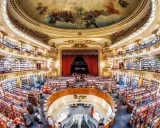 El Ateneo Grand Splendid, a former theatre, is a stunning bookstore in Buenos Aires, showcasing its opulent architecture and vast book collection.