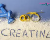 Niebieskie hantle, miarka i proszek z napisem CREATINE. Idealne połączenie dla tych, którzy chcą budować masę mięśniową i dbać o sylwetkę. To klucz do sukcesu, gdy myślisz o keratyna do picia.