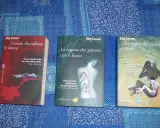 Tre libri di Stieg Larsson: "Uomini che odiano le donne", "La ragazza che giocava con il fuoco" e "La regina dei castelli di carta", parte della saga Millennium.