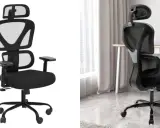 Silla ergonómica negra con malla transpirable, ideal para un taller mecánico o para largas jornadas de trabajo.