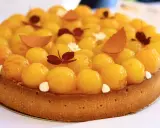 Tarte aux abricots, une spécialité de Metz, garnie de fruits brillants et de décorations délicates.