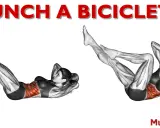 Crunch a bicicletta: dimostrazione dell'esercizio che coinvolge i muscoli addominali, con enfasi sulla definizione.