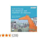 Hörbuchcover: Karlheinz Koineggs "Die Abenteuer und Irrfahrten des Odysseus" mit einem stilisierten Trojanischen Pferd vor antiken Gebäuden.