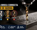Broca HSS para que sirve: la broca correcta no se quema. Muestra brocas HSS, titanio y cobalto.