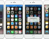 Nagrywanie ekranu na iPhonie. Widok centrum sterowania i ekranu głównego z powiadomieniem o zakończeniu nagrywania.