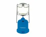Niebieska lampa gazowa Campingaz, gotowa do rozświetlenia nocnych przygód.