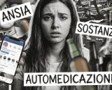 Ansia, sostanza, automedicazione: la trasgressione significato di un volto tormentato, tra pillole e bottiglie.