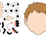 Piezas para imprimir de partes de la cara infantil: ojos, narices, bocas y mejillas para crear personajes.