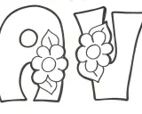 Letras "A" y "V" decoradas con flores, listas para colorear. Ideales para actividades de letras primavera para colorear.