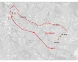 Mapa drogowa z zaznaczoną trasą objazdu wokół Limanowej, pokazująca drogi DP 1551K i DP 1611K.