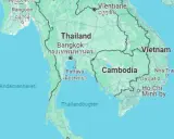 Karta över Sydostasien med Thailand, Bangkok och Pattaya. Här kan du se vilket språk man pratar i Thailand.