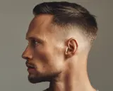 Mann mit kurz geschnittenem Haar, das mit Pomade für dünnes Haar gestylt ist, um Volumen zu schaffen.