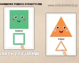Darmowy szablon wycinanki do druku: karty z kwadratem i trójkątem dla dzieci.
