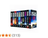 Una fila di libri di Michael Connelly, tra cui "The Black Echo", che presentano i romanzi di Harry Bosch in ordine cronologico.
