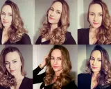 Kobieta prezentuje różne sposoby, jak zrobić loki. Jej blond włosy są pięknie pofalowane, tworząc efektowne fale.