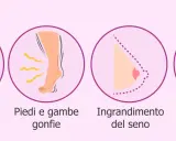 A 5 mese di gravidanza, si notano aumento di peso, piedi gonfi, seno ingrandito e mal di schiena.