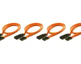 Vier orangefarbene servo verlängerungskabel mit schwarzen Steckern, ideal für Modellbauprojekte.