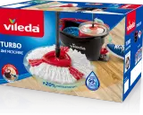 Pudełko mopa obrotowego Vileda Turbo z białą końcówką i czarnym wiadrem.