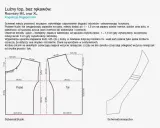 Schemat luźnego topu bez rękawów, idealny do szycia diy. Wzór zawiera wymiary przodu, tyłu i ramiączka.
