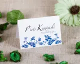 Eleganckie winietki dla usługodawców z imieniem "Piotr Kamiński" i motywem niebieskich róż. Idealne na uroczystości.