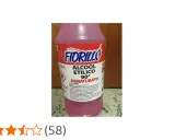 Flacone di alcool etilico denaturato 90° Fiorillo, con avvertenze di pericolo e istruzioni in caso di contatto con la pelle.