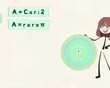 La maestra spiega il cerchio scuola primaria con formule e un disegno colorato.