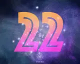 Le chiffre 22, aux couleurs vives, flotte dans un ciel étoilé. Il symbolise la puissance créatrice et la manifestation des rêves.