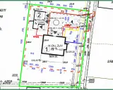 Mapa do celów projektowych z zaznaczonymi budynkami (1, 2, 4) i granicami działek.