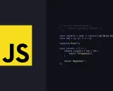 Logo JS obok kodu w JavaScript, który zawiera funkcję loterii. `js defer` w kodzie pozwala na asynchroniczne ładowanie skryptów.