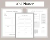 Abi Planer mit Übersicht für Prüfungen und Panikbewältigung. Ein Abiturient nutzt ihn zur Organisation.