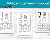 Darmowe cyfry do druku: 1, 2, 3 z podpowiedziami do pisania, słoikami i liczydłami. Idealne do nauki liczenia.