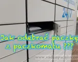 Paczkomat z otwartą skrytką, w której widać paczkę. Napis: "Jak odebrać paczkę z paczkomatu ???". Kupujący nie odebrał przesyłki z paczkomatu.