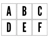 Letras A, B, C, D, E, F en cuadros punteados. Ideales como tipos de letras para imprimir y decorar.
