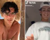 Ludde Blomqvist ler mot kameran på stranden, sedan i en TikTok-video med keps och tröja.