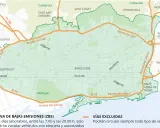 Mapa de la Zona de Bajas Emisiones (ZBE) de Barcelona, mostrando las vías excluidas y las restricciones de circulación.