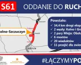 Mapa pokazuje nową trasę S61 od Kolna do Szczuczyna. Powstało 34,4 km drogi ekspresowej, 2 węzły, 2 MOP-y, 6 mostów, 20 wiaduktów i 11 przejść dla zwierząt.