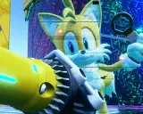 Tails z Sonic Frontiers naprawia coś przy użyciu klucza.